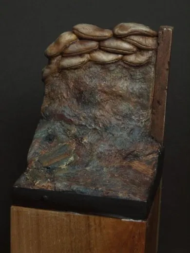 Grabenszene mit Sandsäcken