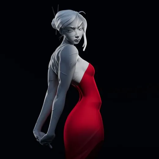 Warrior in Red Dress