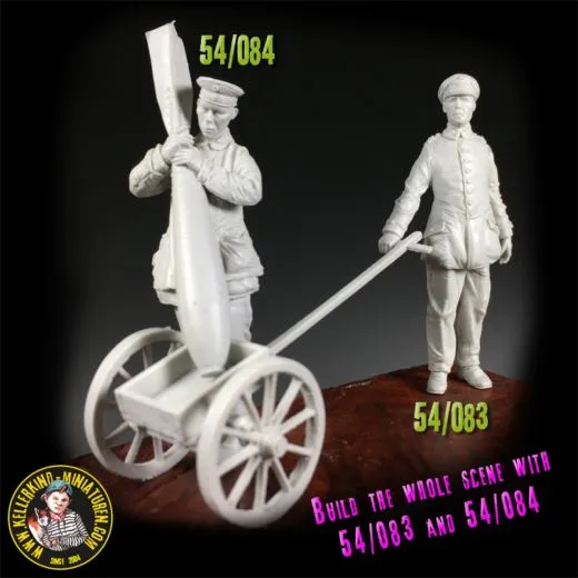 Deutscher Mechaniker mit Transportkarren