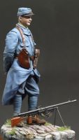 Französischer Maschinengewehrschütze mit Chauchat MG